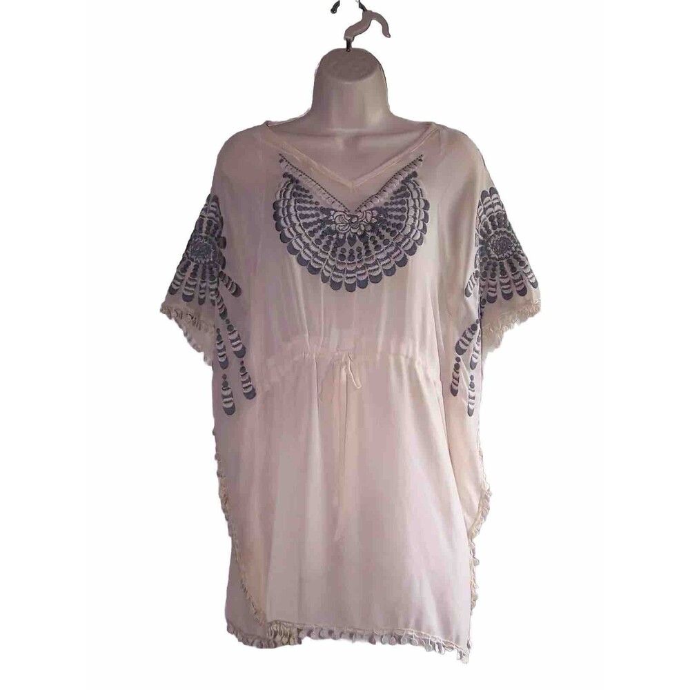 YA TAN‎ AND GRAY Silk Abstract Print Short Cut Out Sleeves Blouse Sz M   SEXY